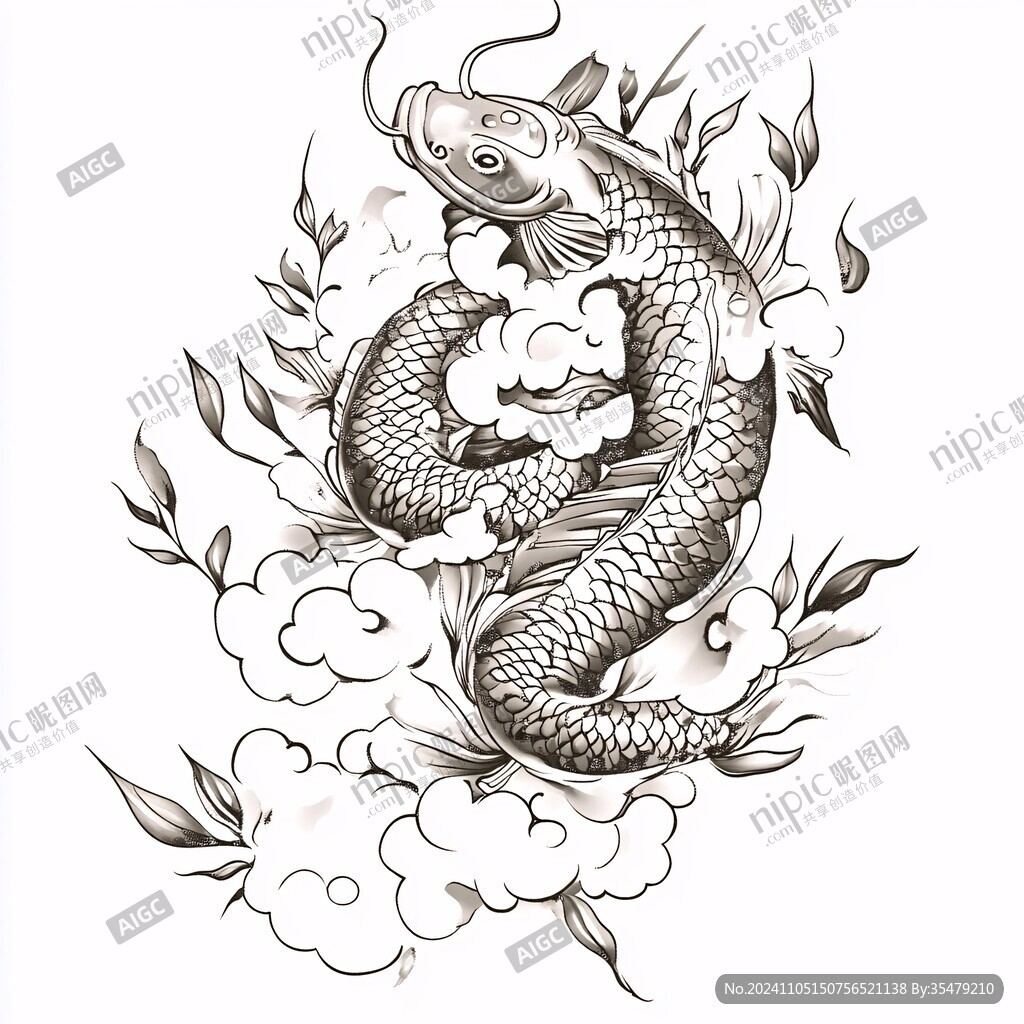 吉祥装饰插画如鱼得水