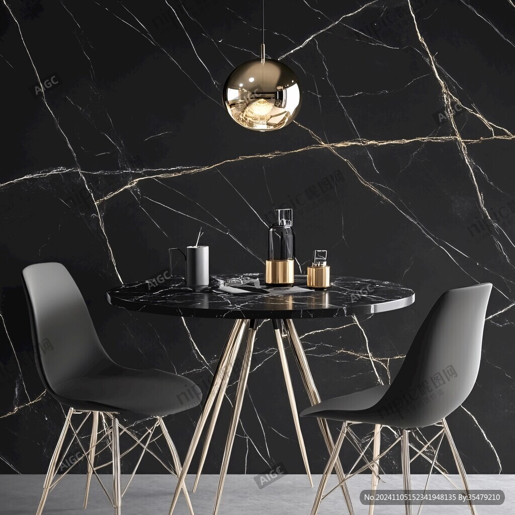 极简金箔石根线条对拼