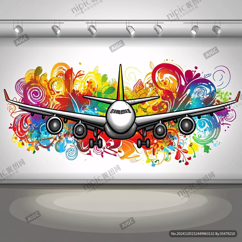 彩色矩形飞机时尚展板