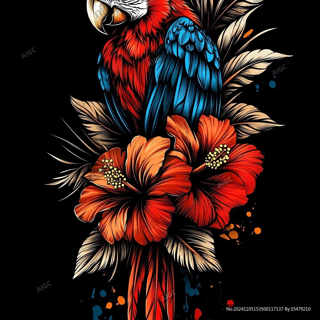 欧美手绘动物花鸟