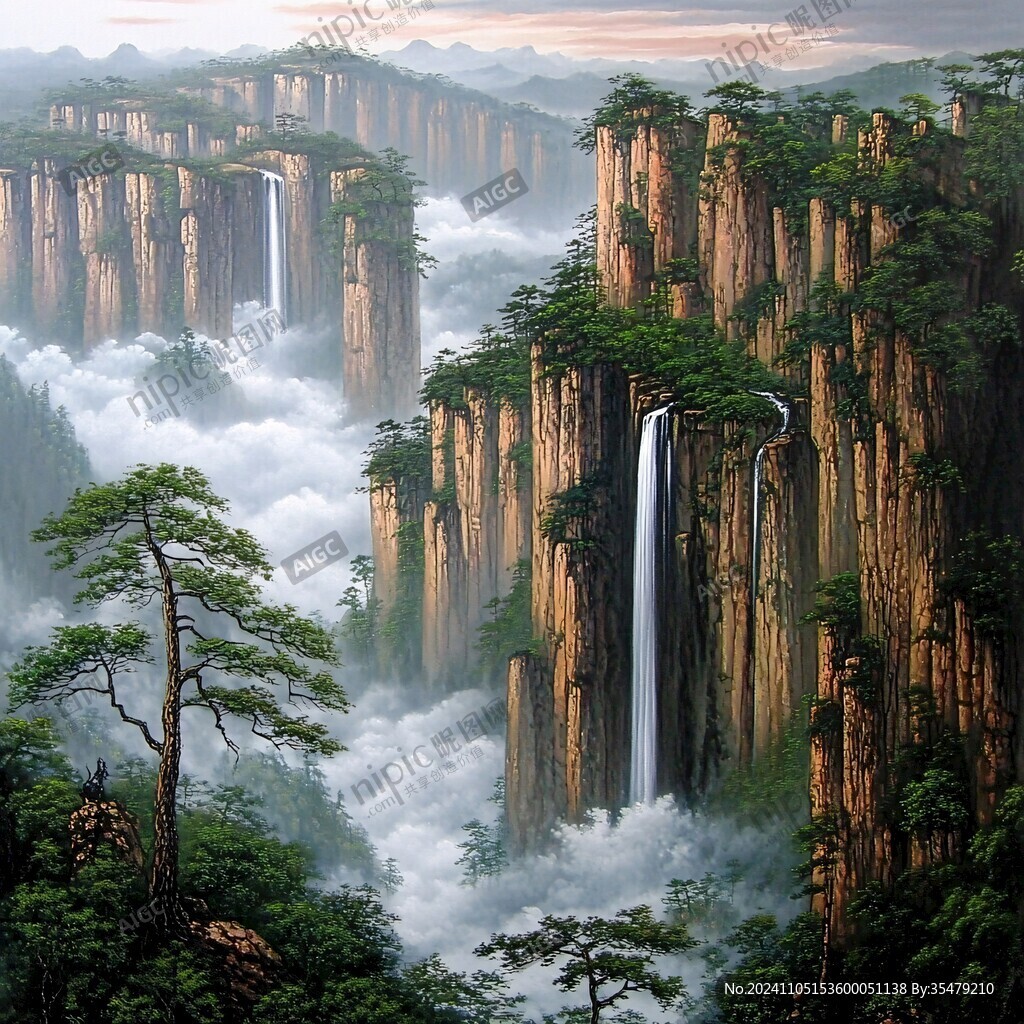 山水深渊建筑立体画