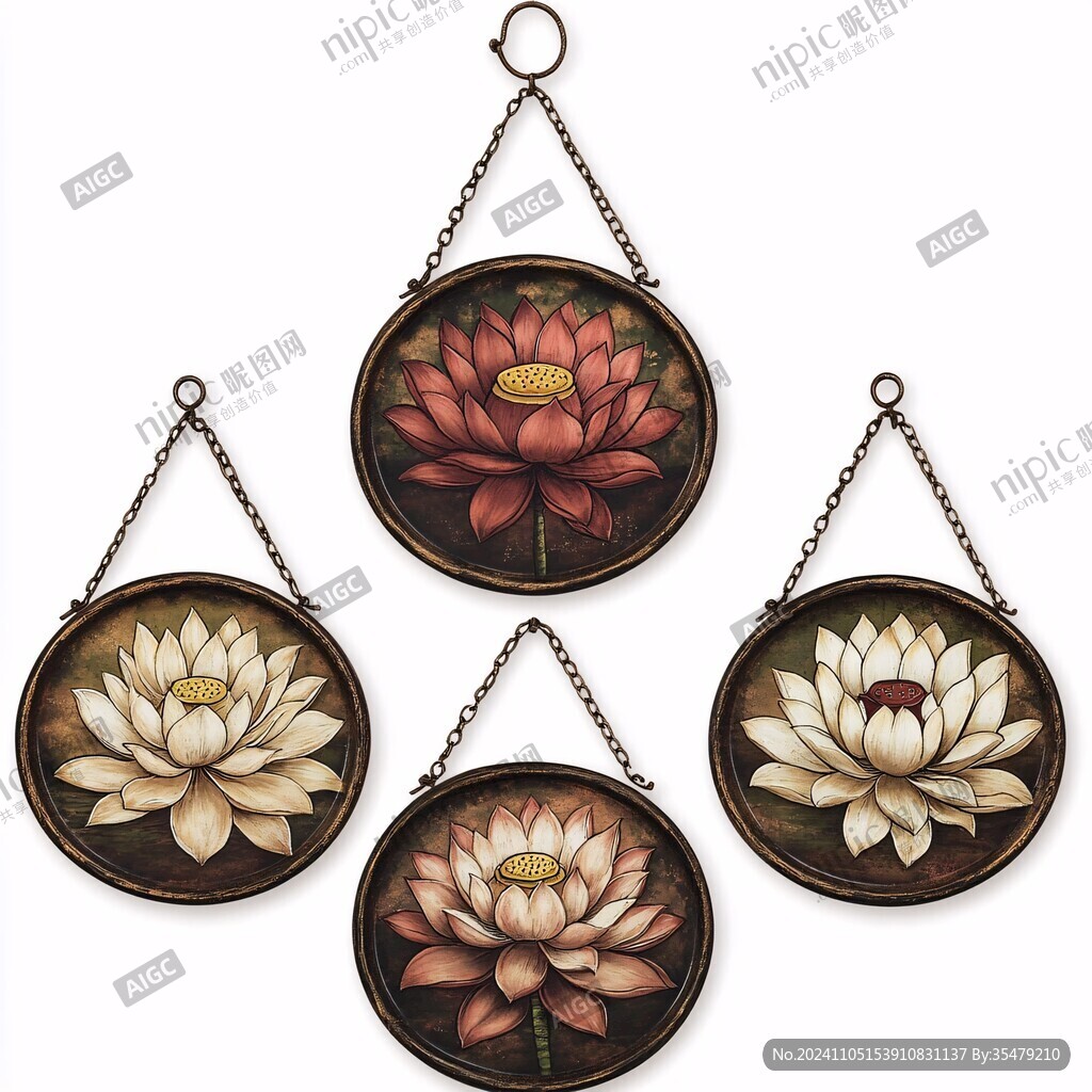 莲花装饰吊画