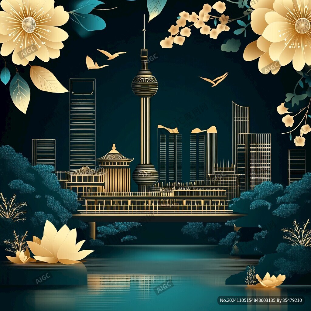 华东地区城市建筑插画