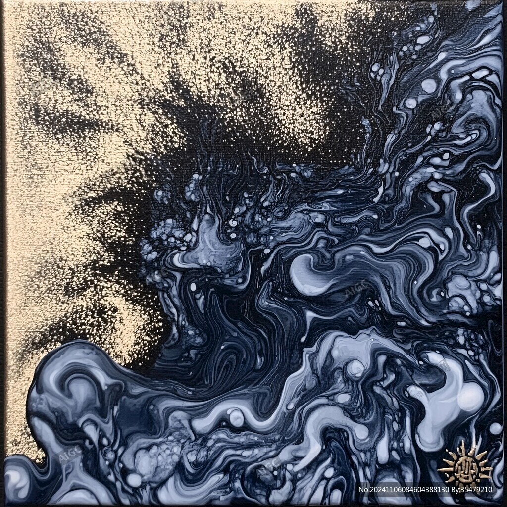 黄金流体艺术画