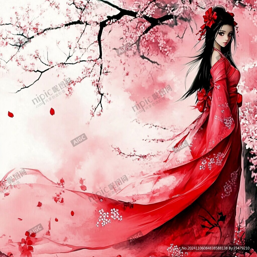 红衣少女设计古风