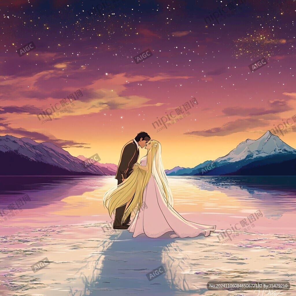 浪漫情侣插画背景