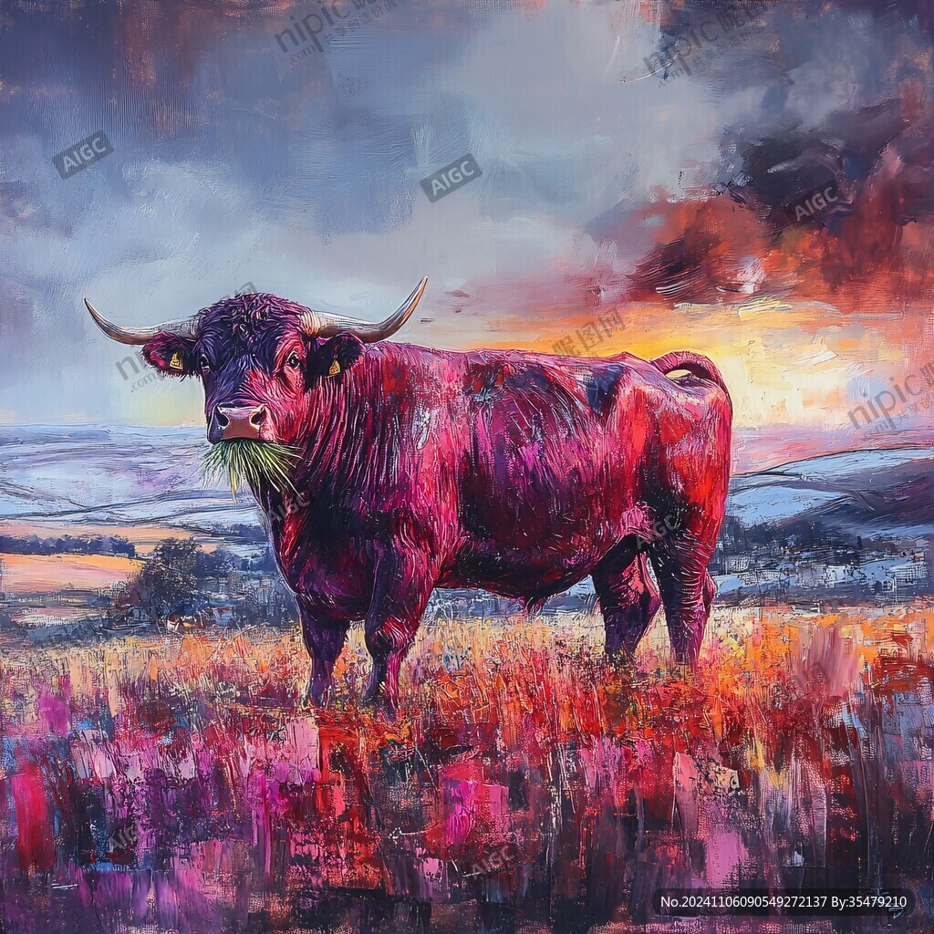 油画牛