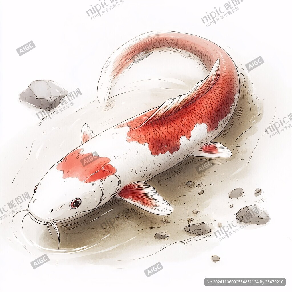 卡通写实红鲤鱼