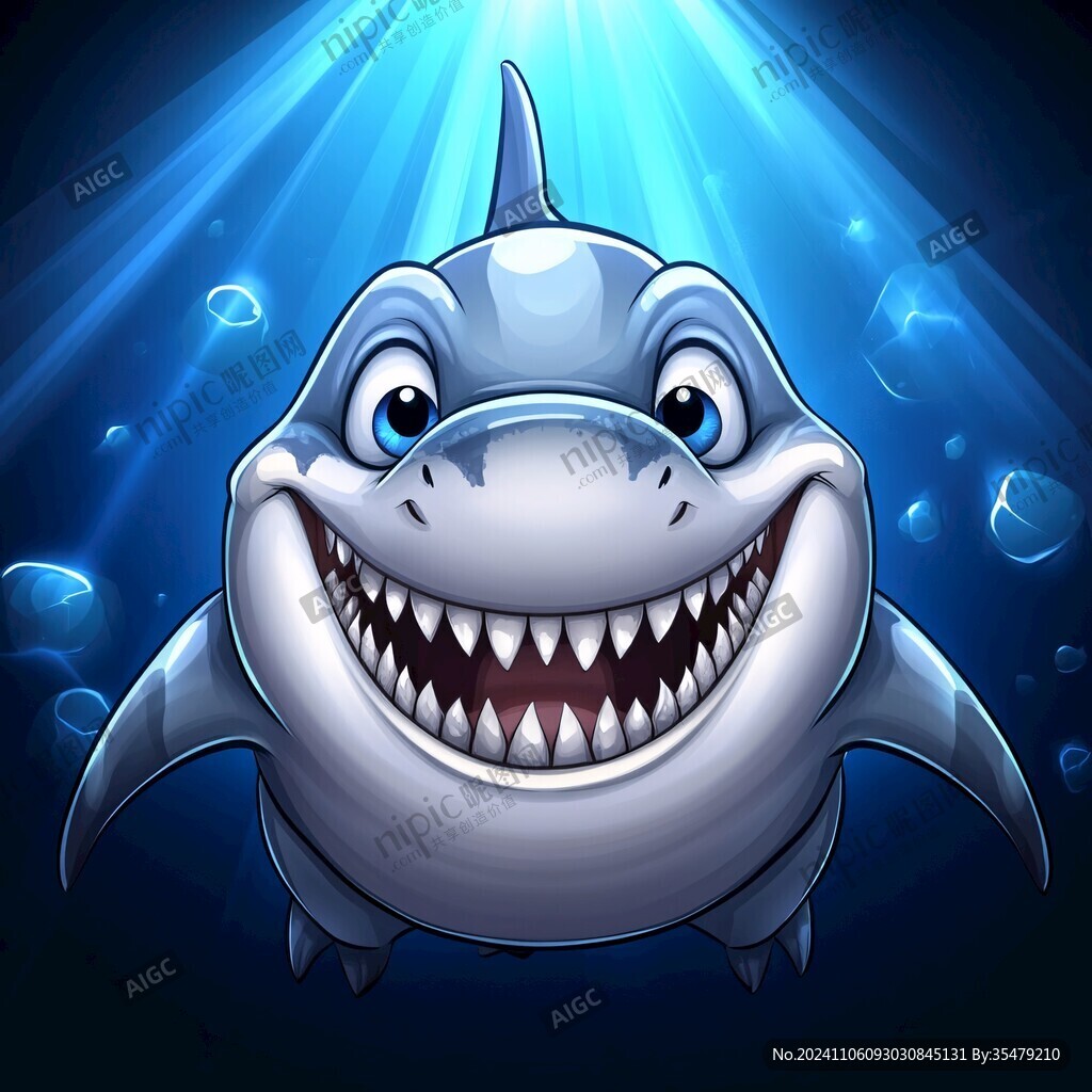 卡通鲨鱼立体画