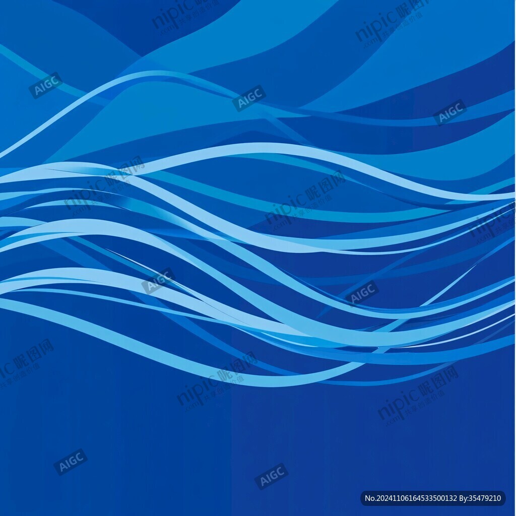 蓝色线条波浪展板
