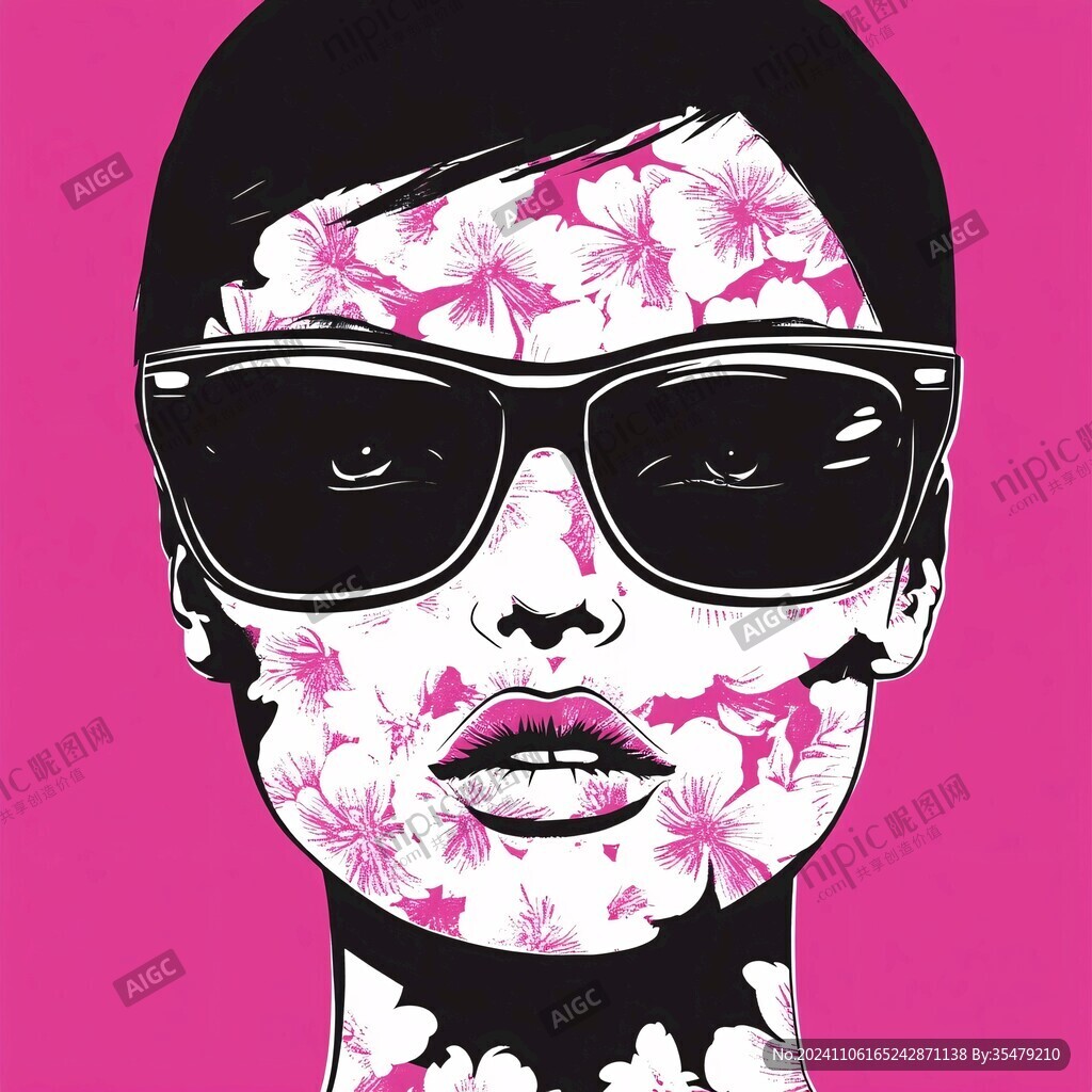 手绘墨镜男