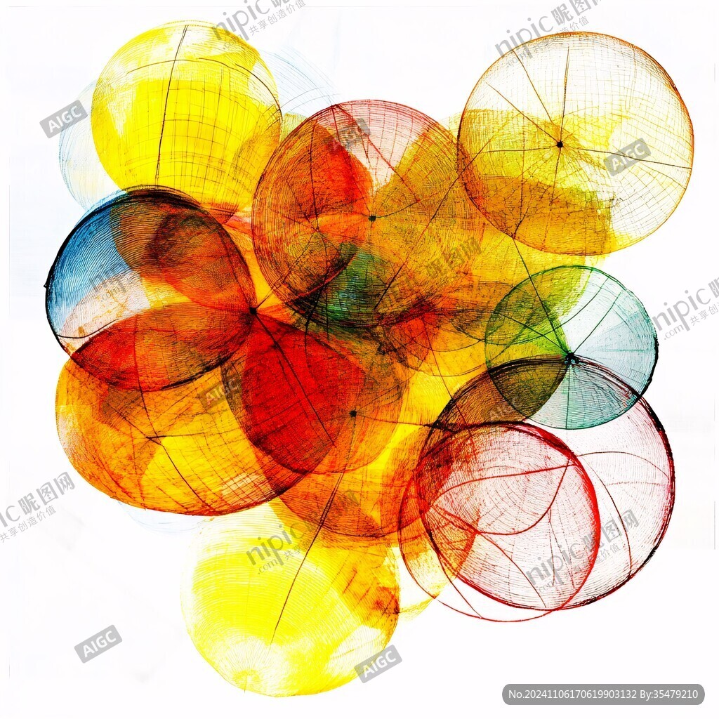 线条抽象彩色球体