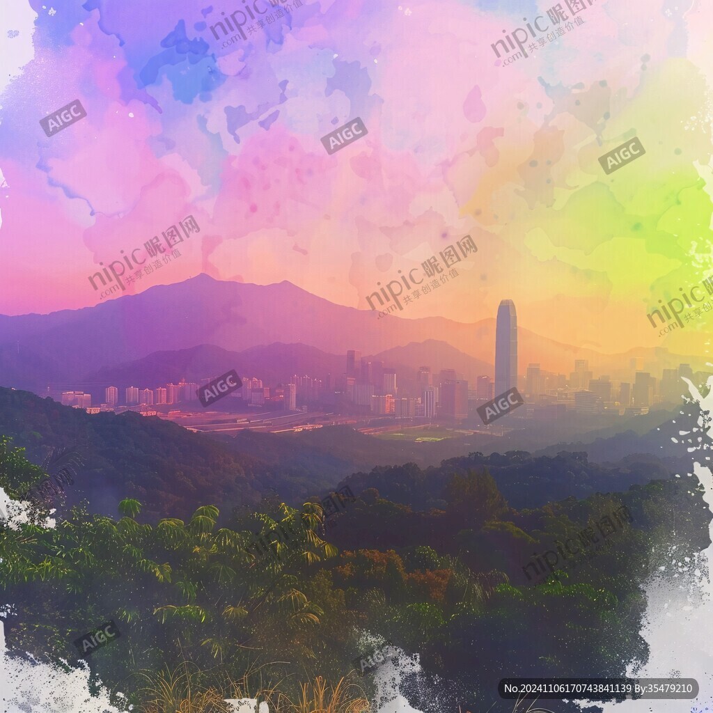 粤港澳水彩背景