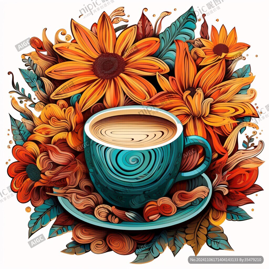 咖啡拉花插画