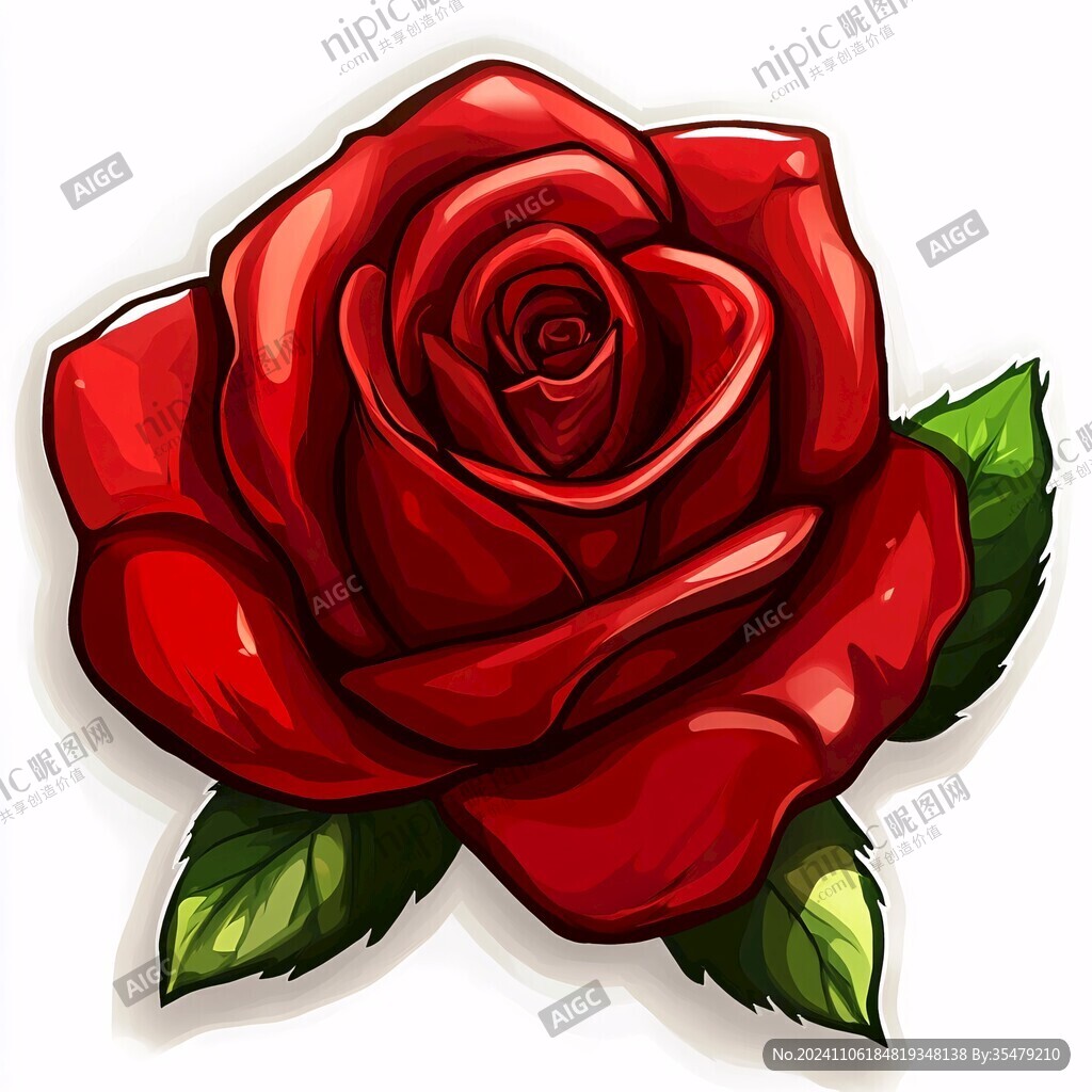 写实手绘玫瑰花素材