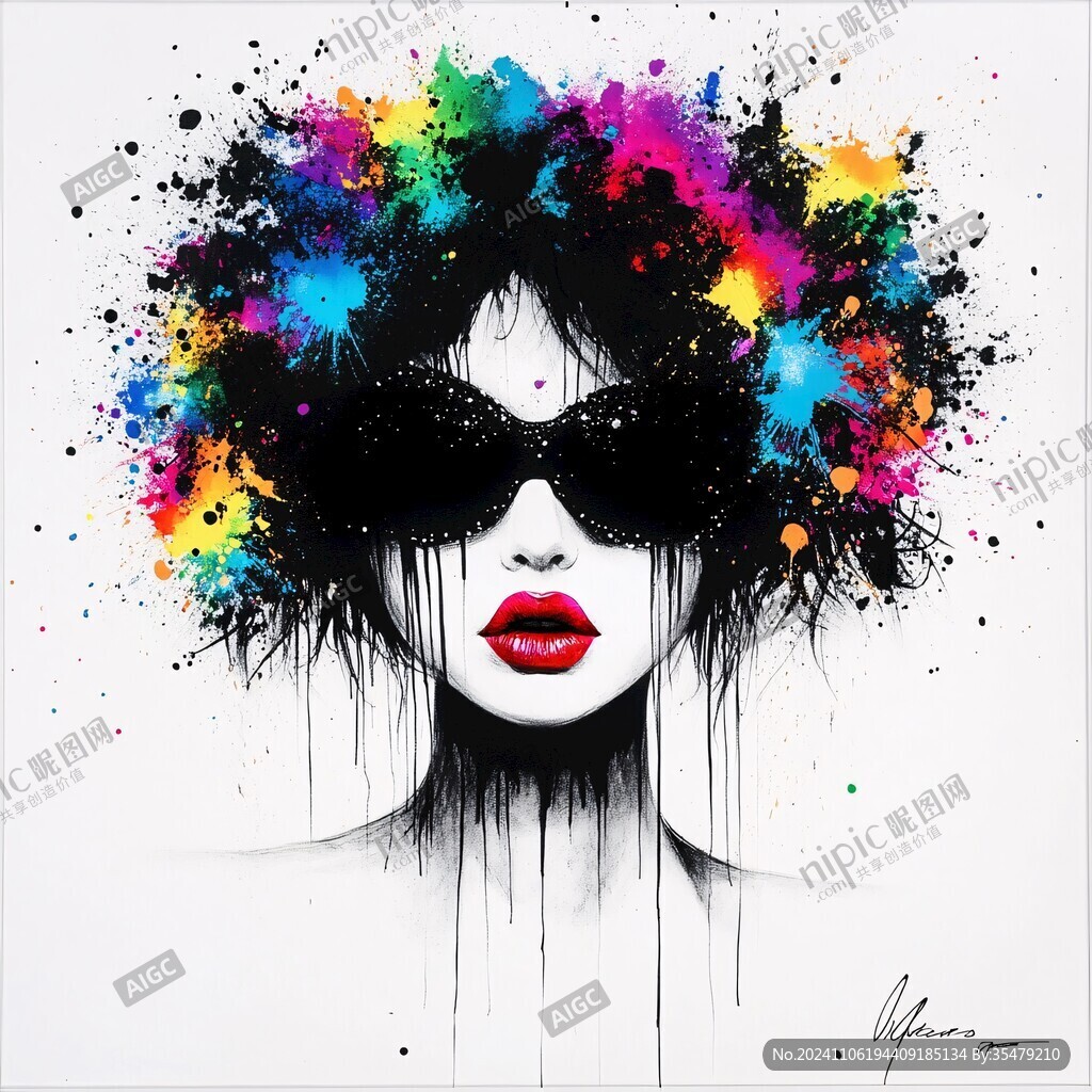 唯美抽象画水彩画女人