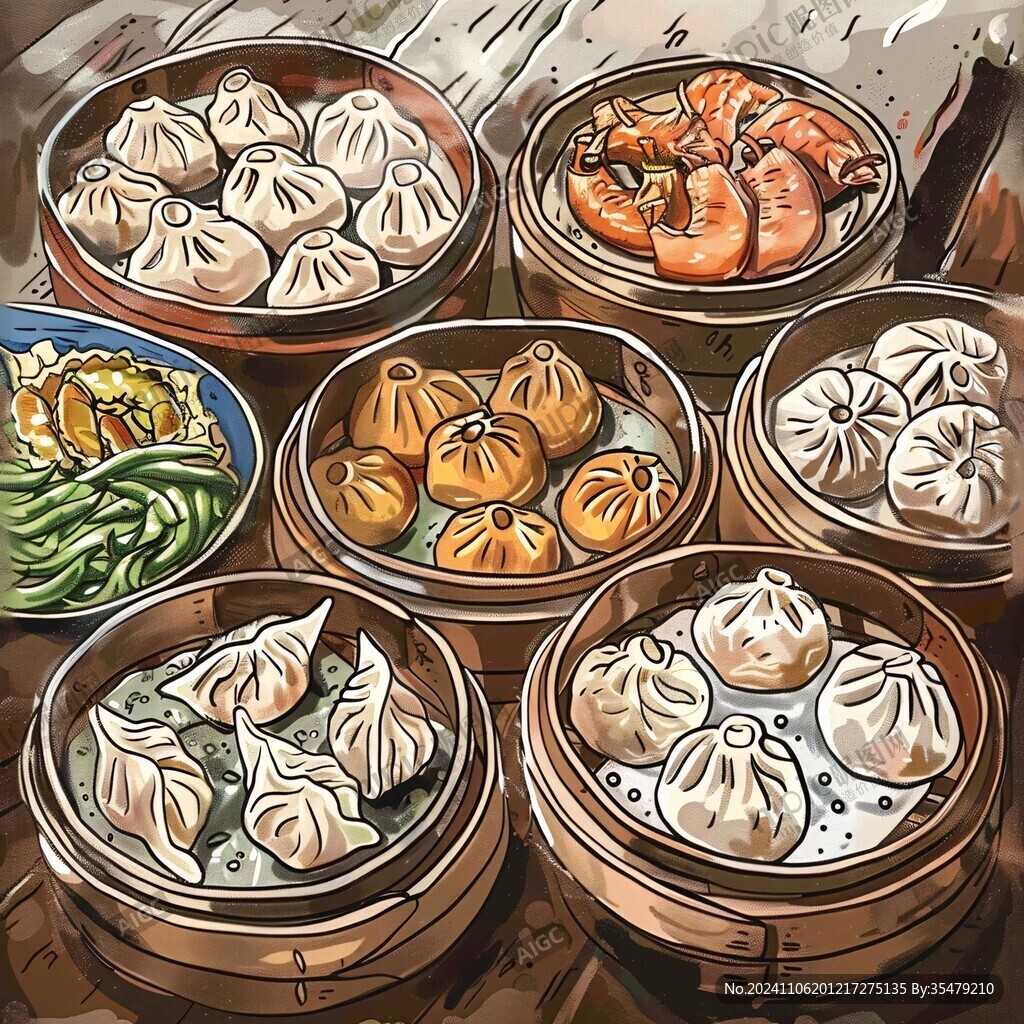 南翔小笼包插画