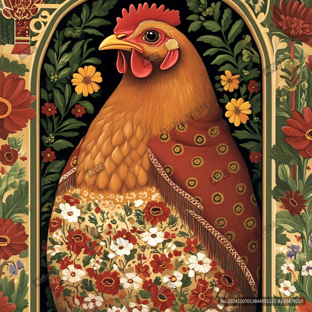 欧美风格鸟花卉