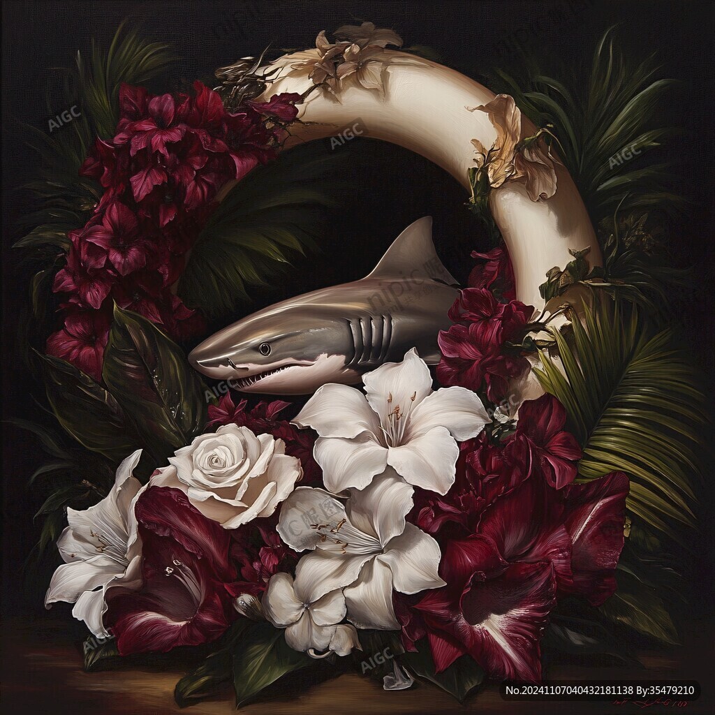 卡通鲨鱼立体画