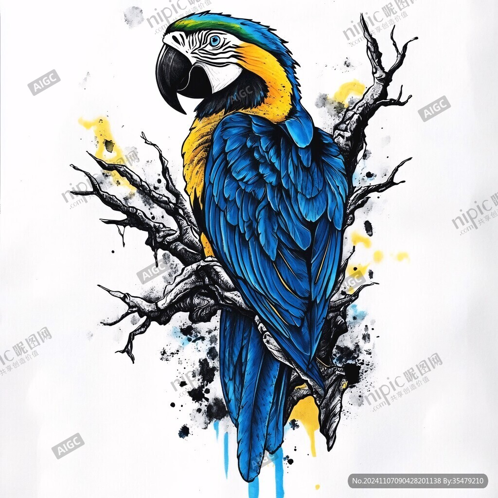 欧美手绘动物花鸟