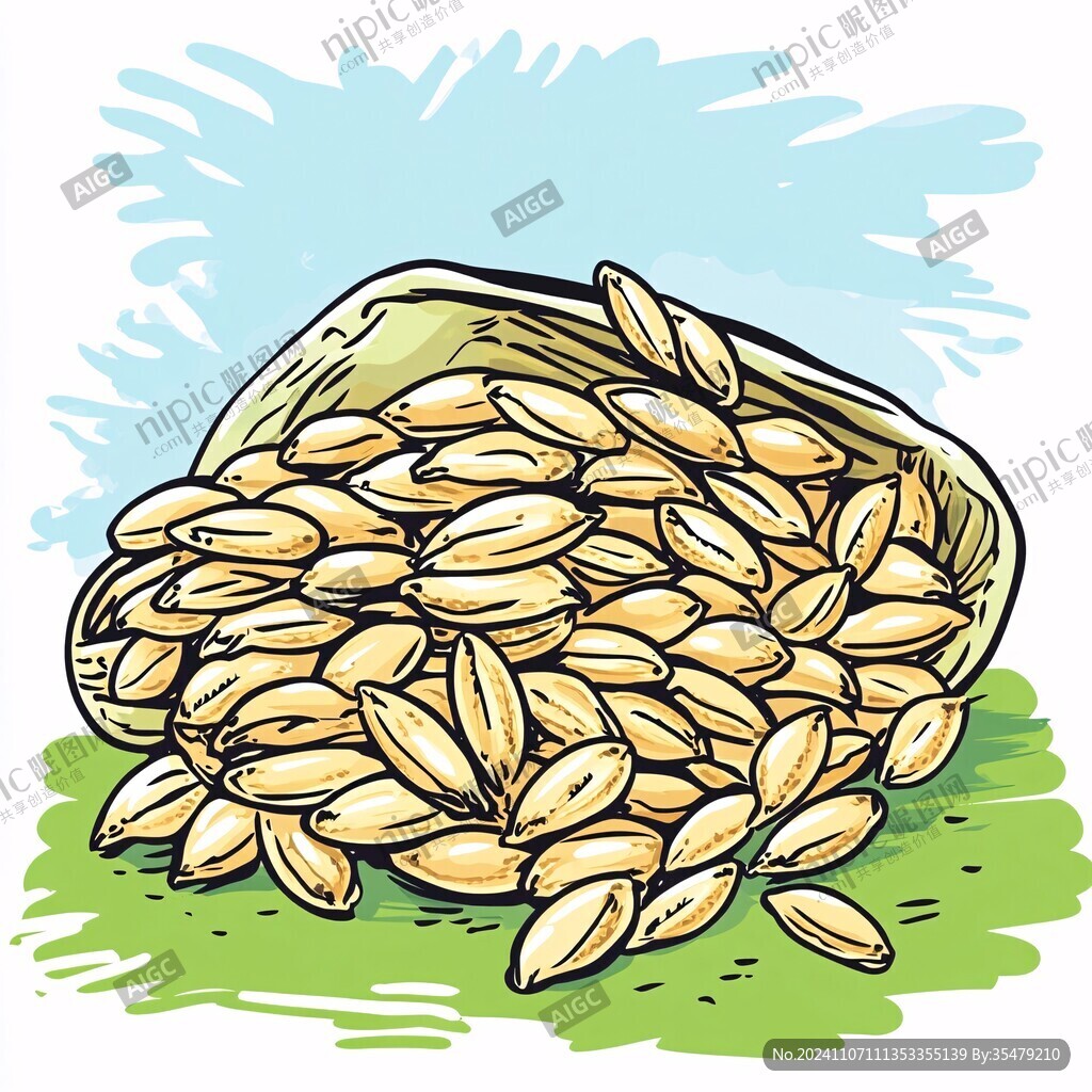 手绘小麦仁