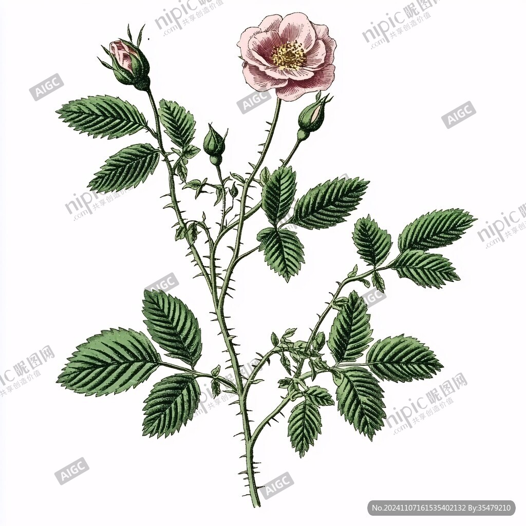 写实手绘玫瑰花素材