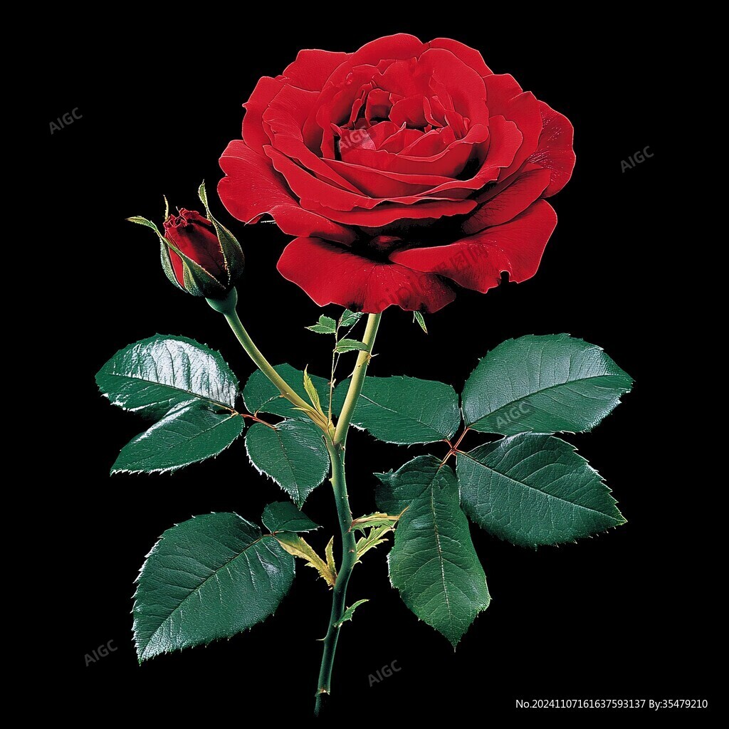 写实手绘玫瑰花素材