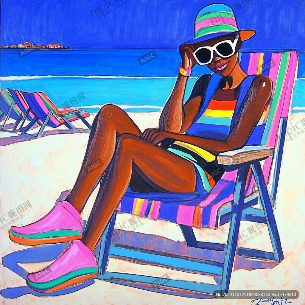 海滩比基尼女孩装饰画