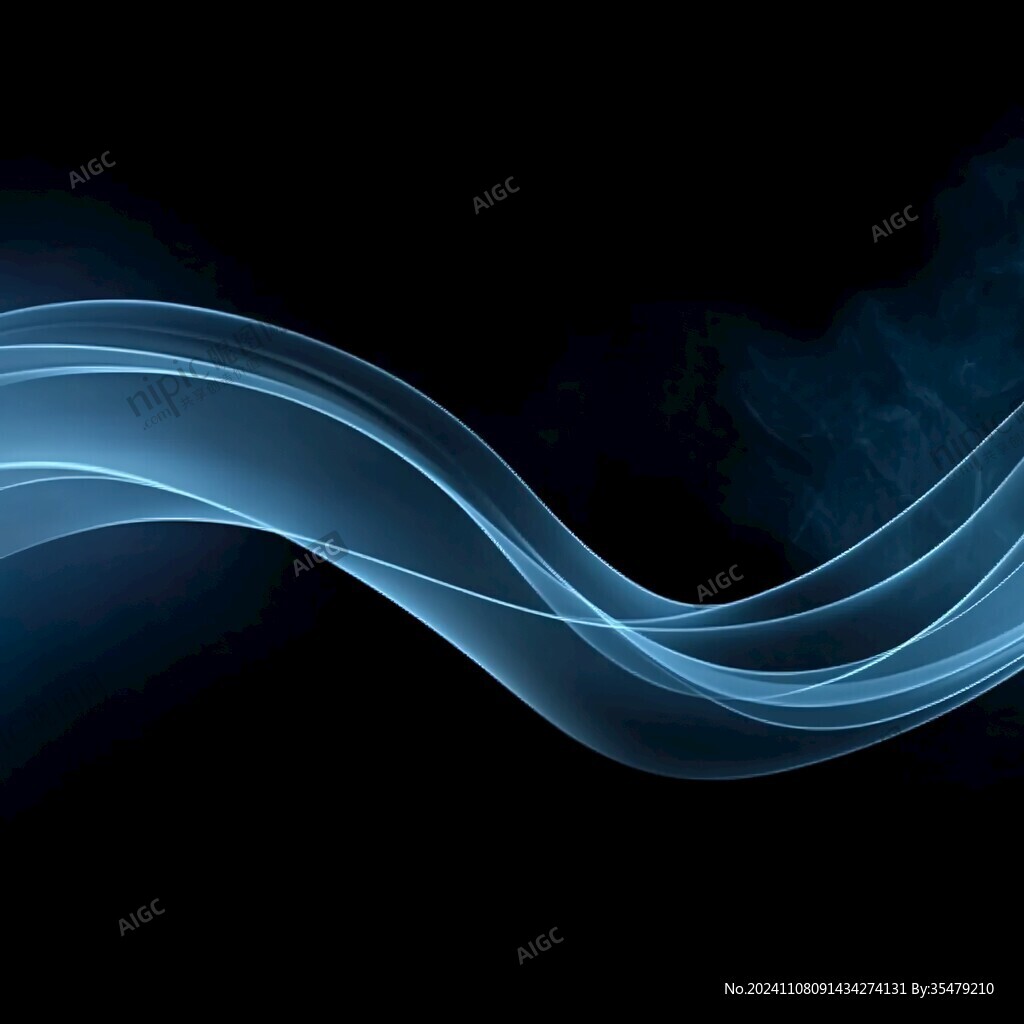 蓝色线条烟雾波浪