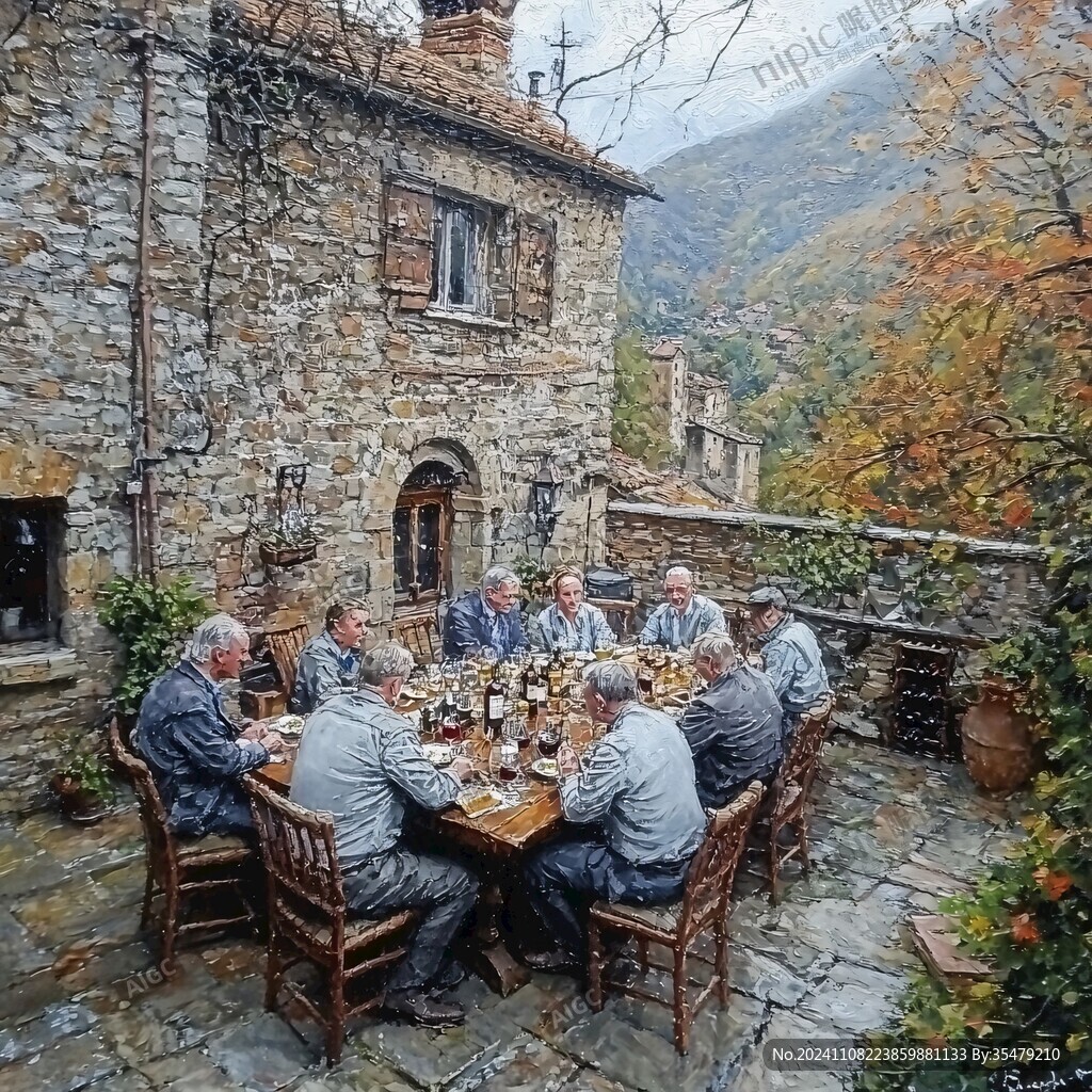 西方人聚餐场景