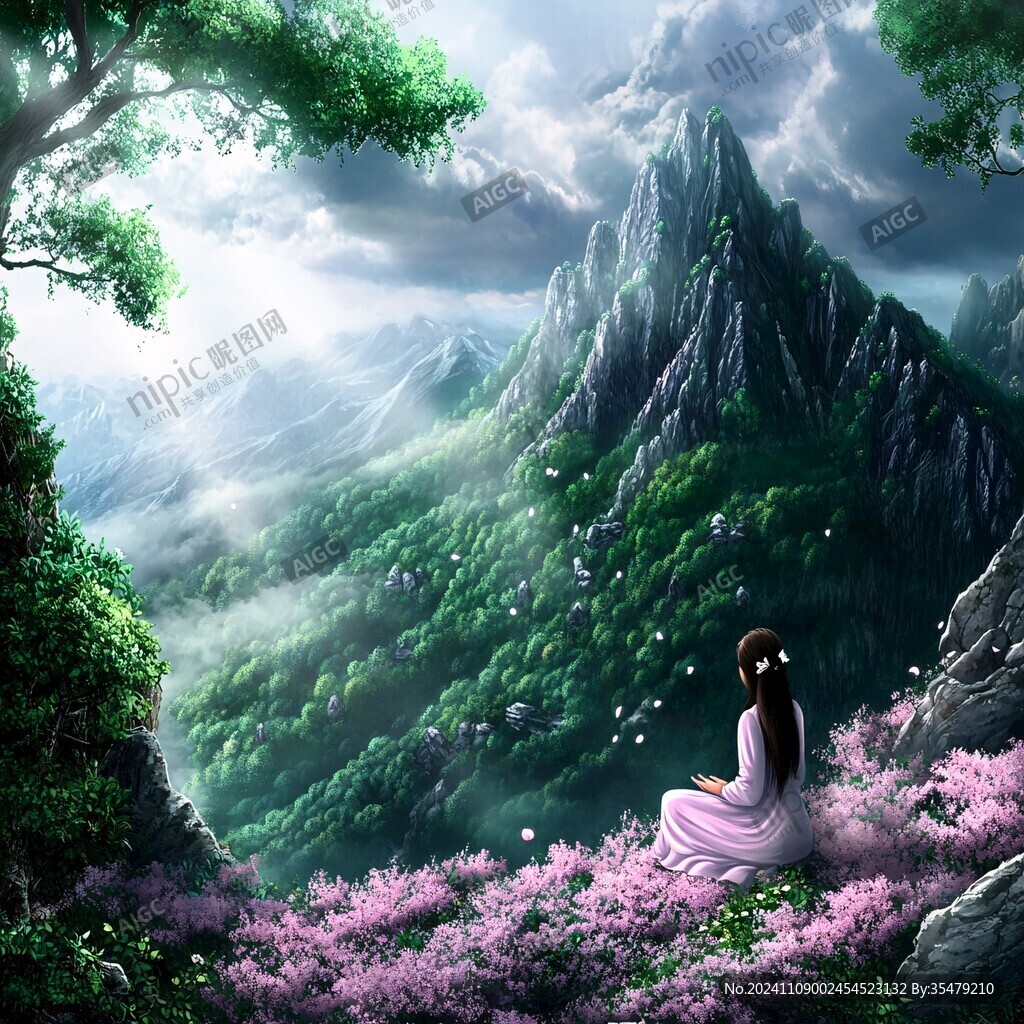 桃林仙境插画