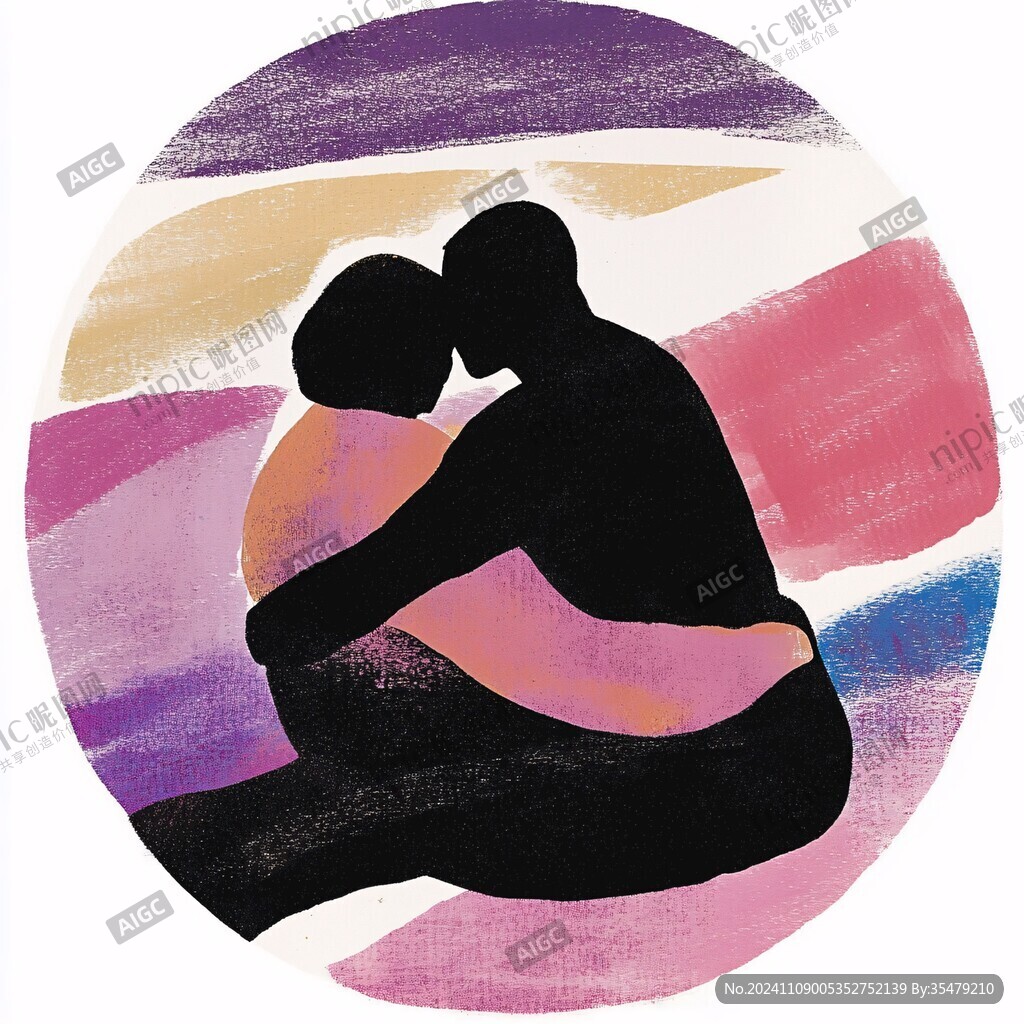 情侣拥抱浪漫插画