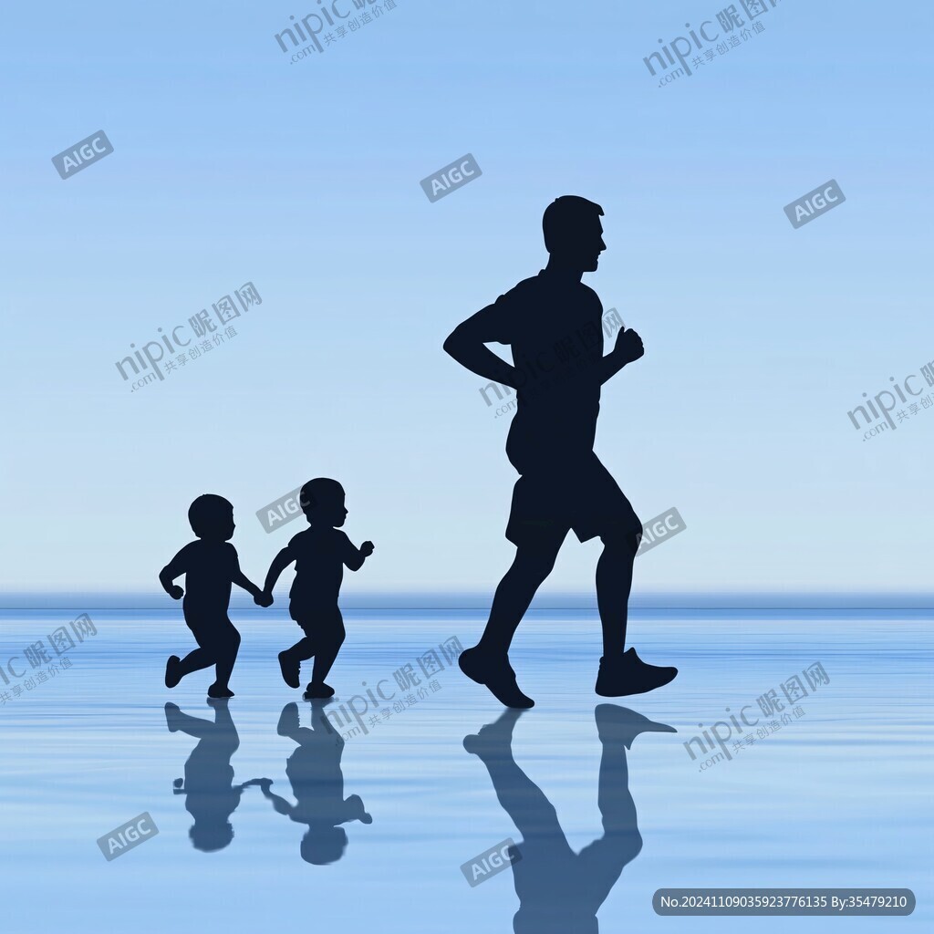 健康一家人剪影