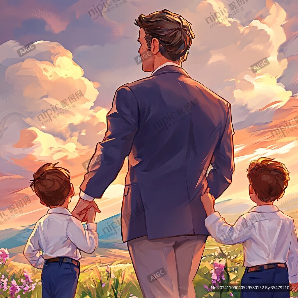 父亲节插画之爸气十足