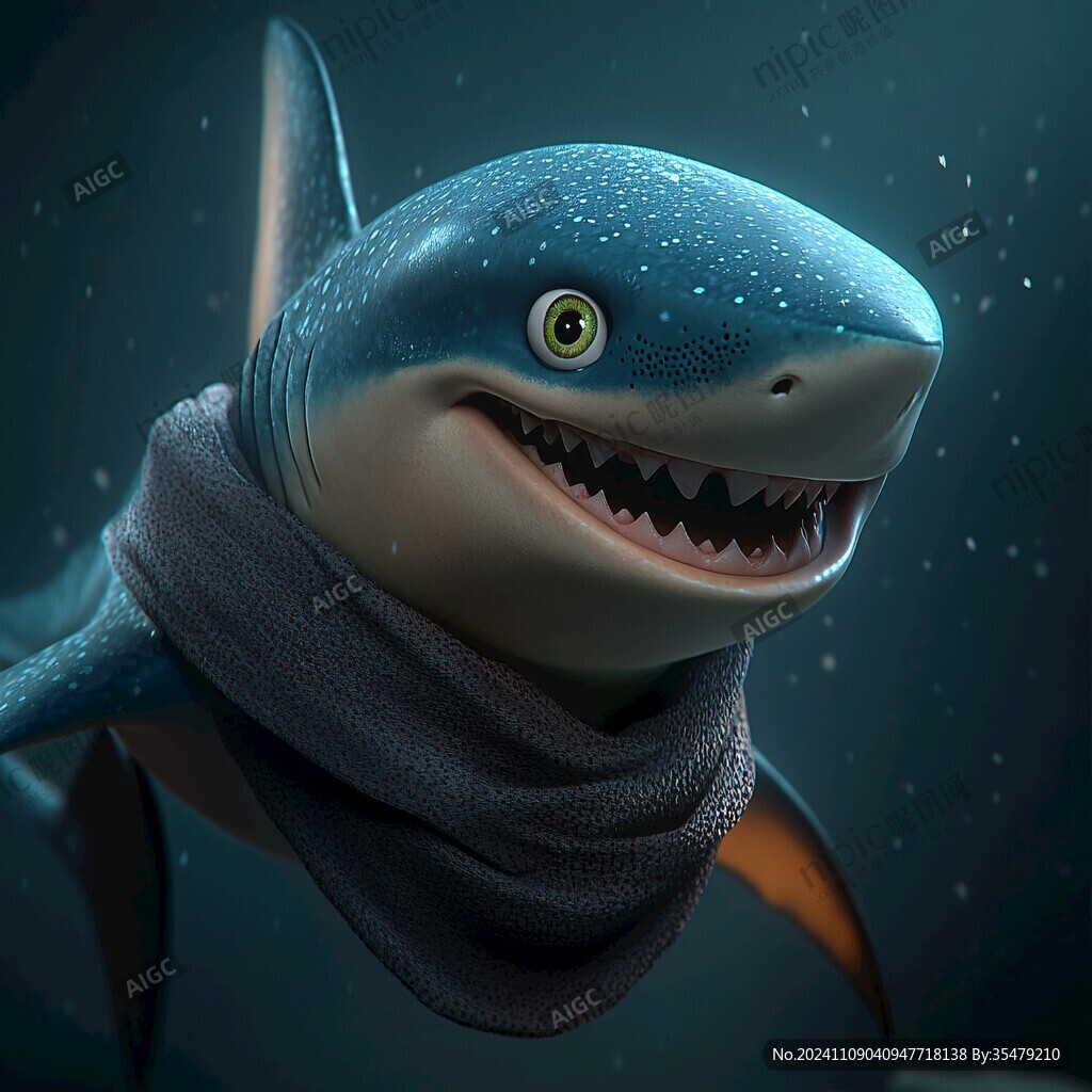卡通鲨鱼立体画