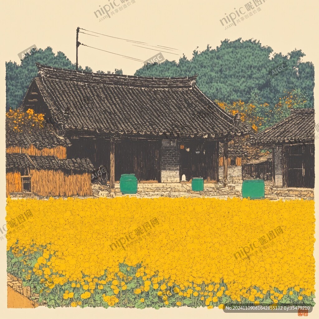 乌镇插画手绘装饰画