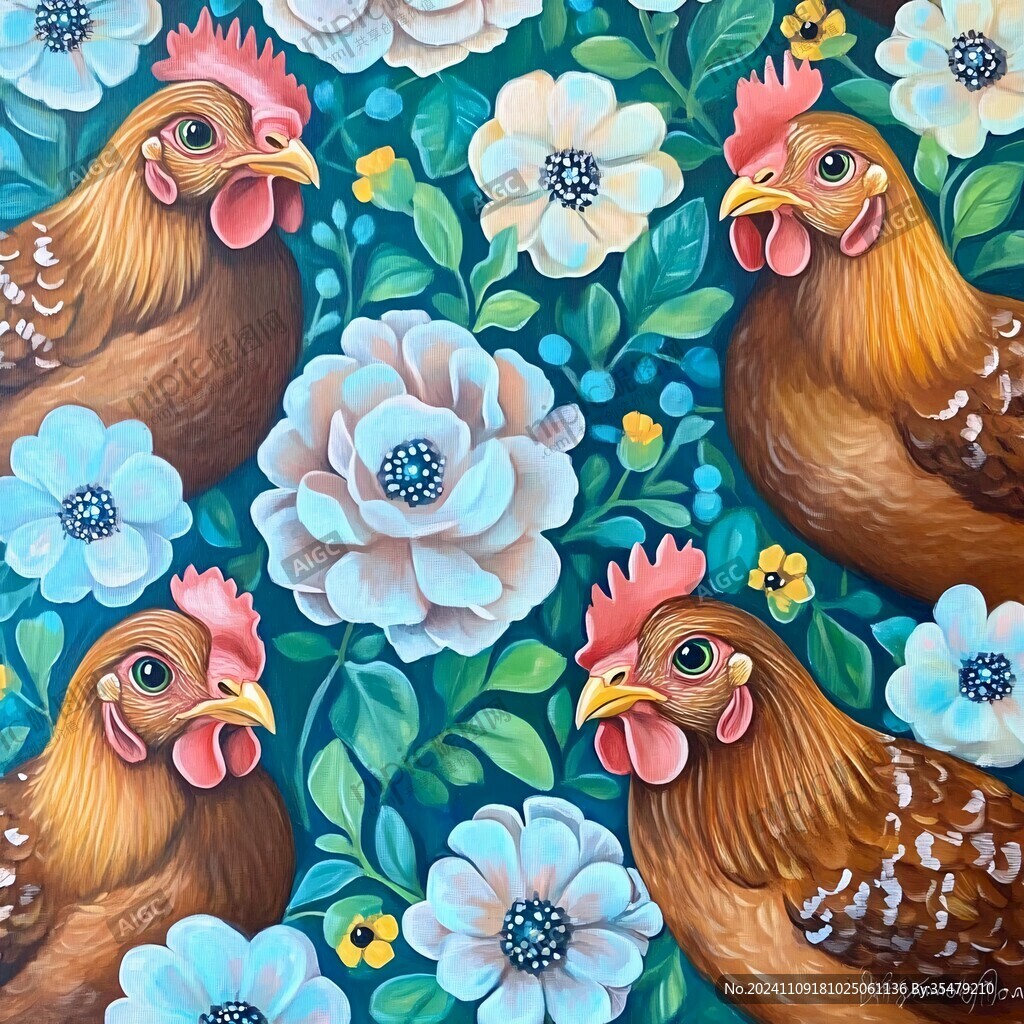 欧美风格鸟花卉