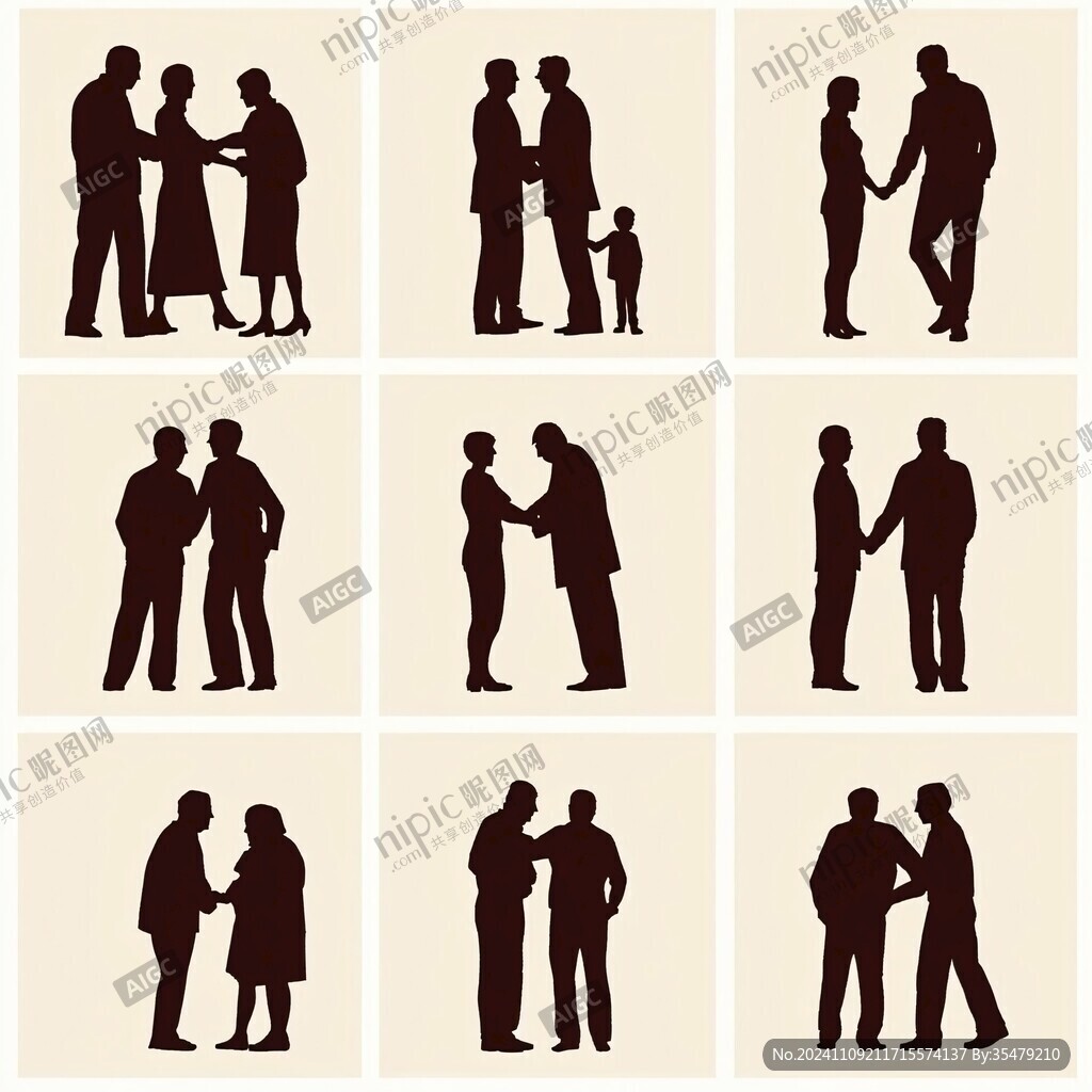 全家福人物剪影