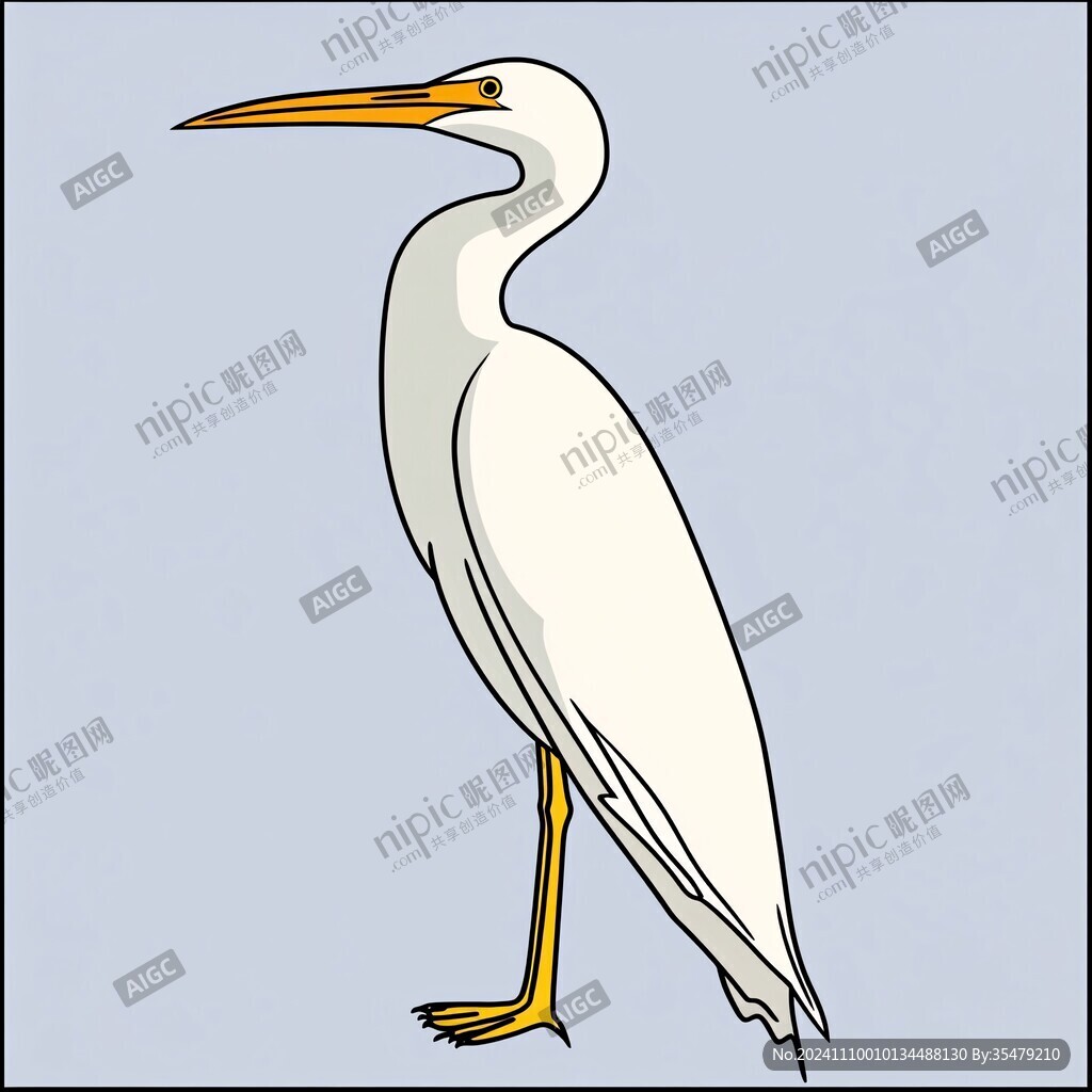 原创卡通白鹤形象