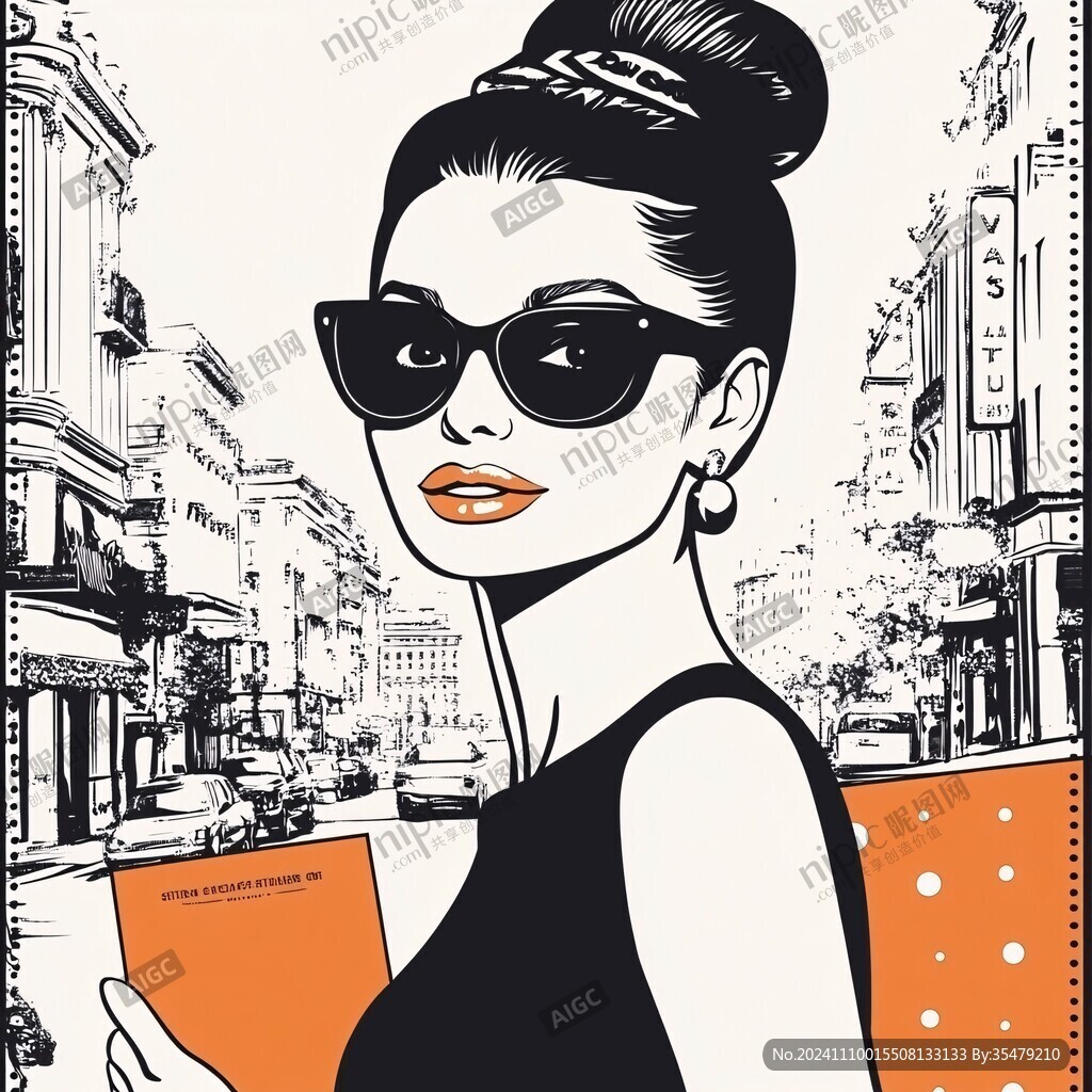 潮流插画美女人物插画