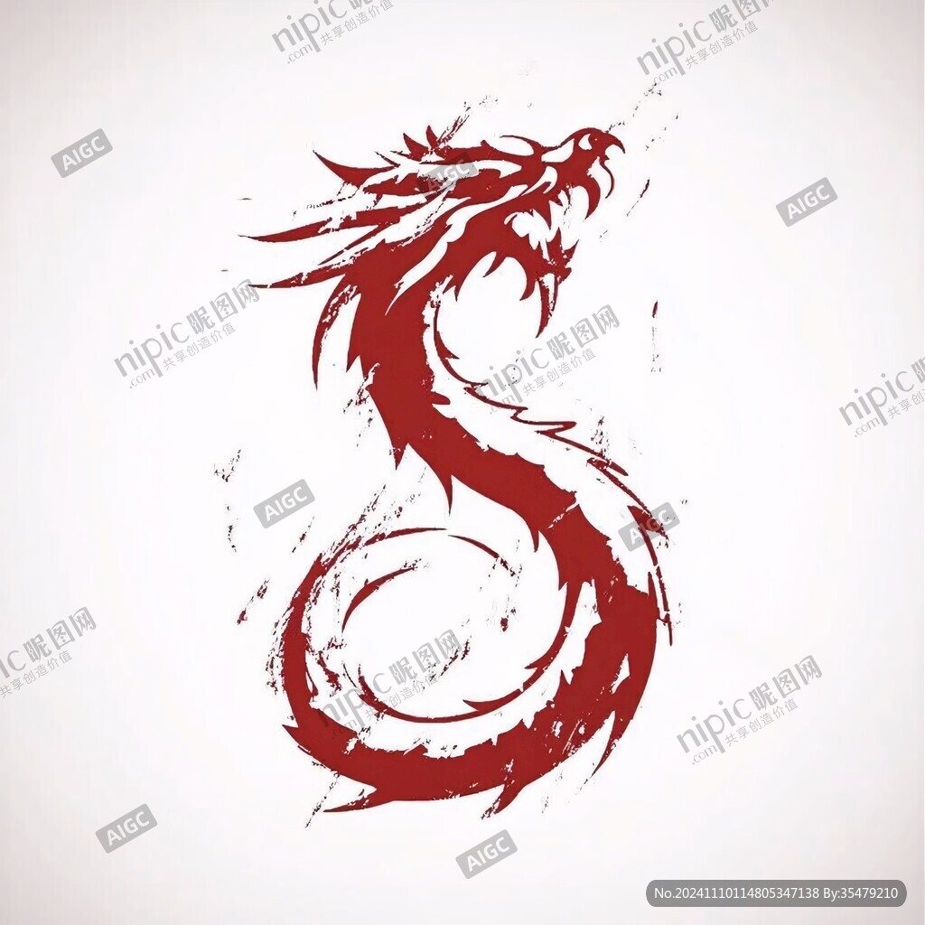 红色中国风龙手绘