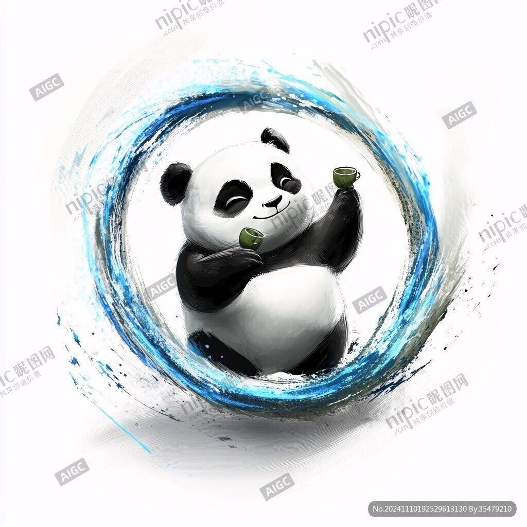 写实熊猫插画
