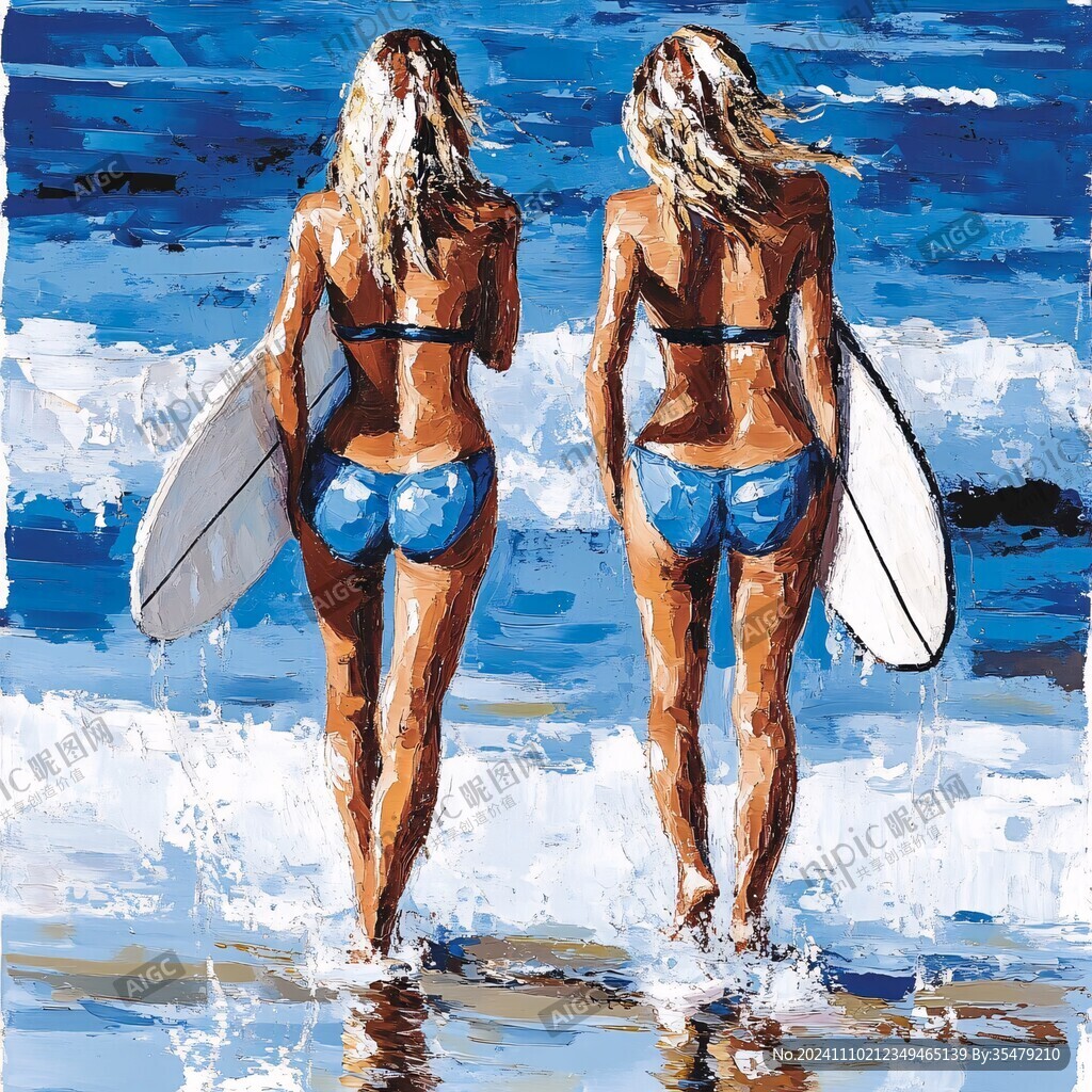 海滩比基尼女孩装饰画