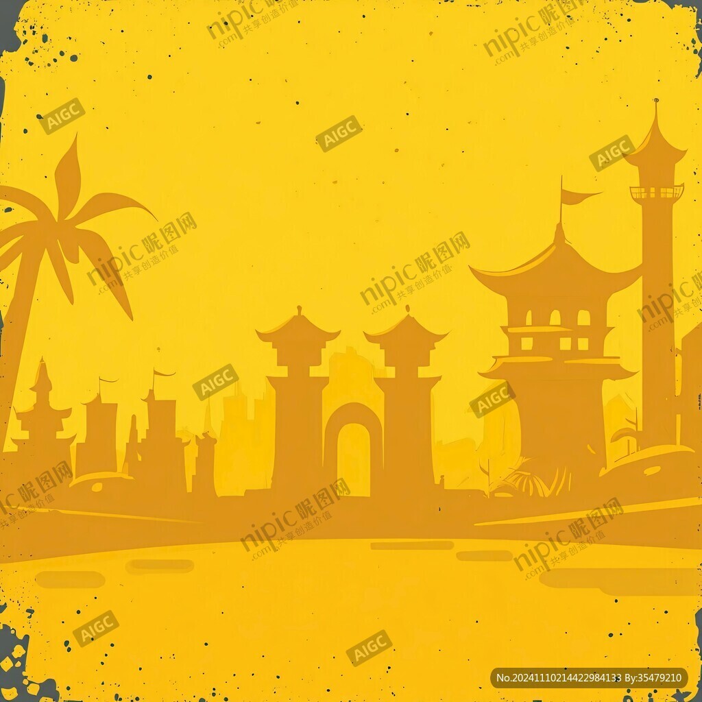 横店插画宣传背景素材