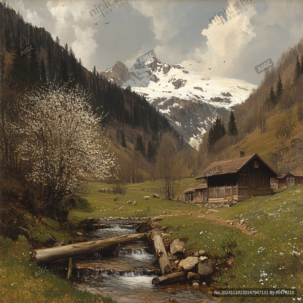 风光人间仙境油画