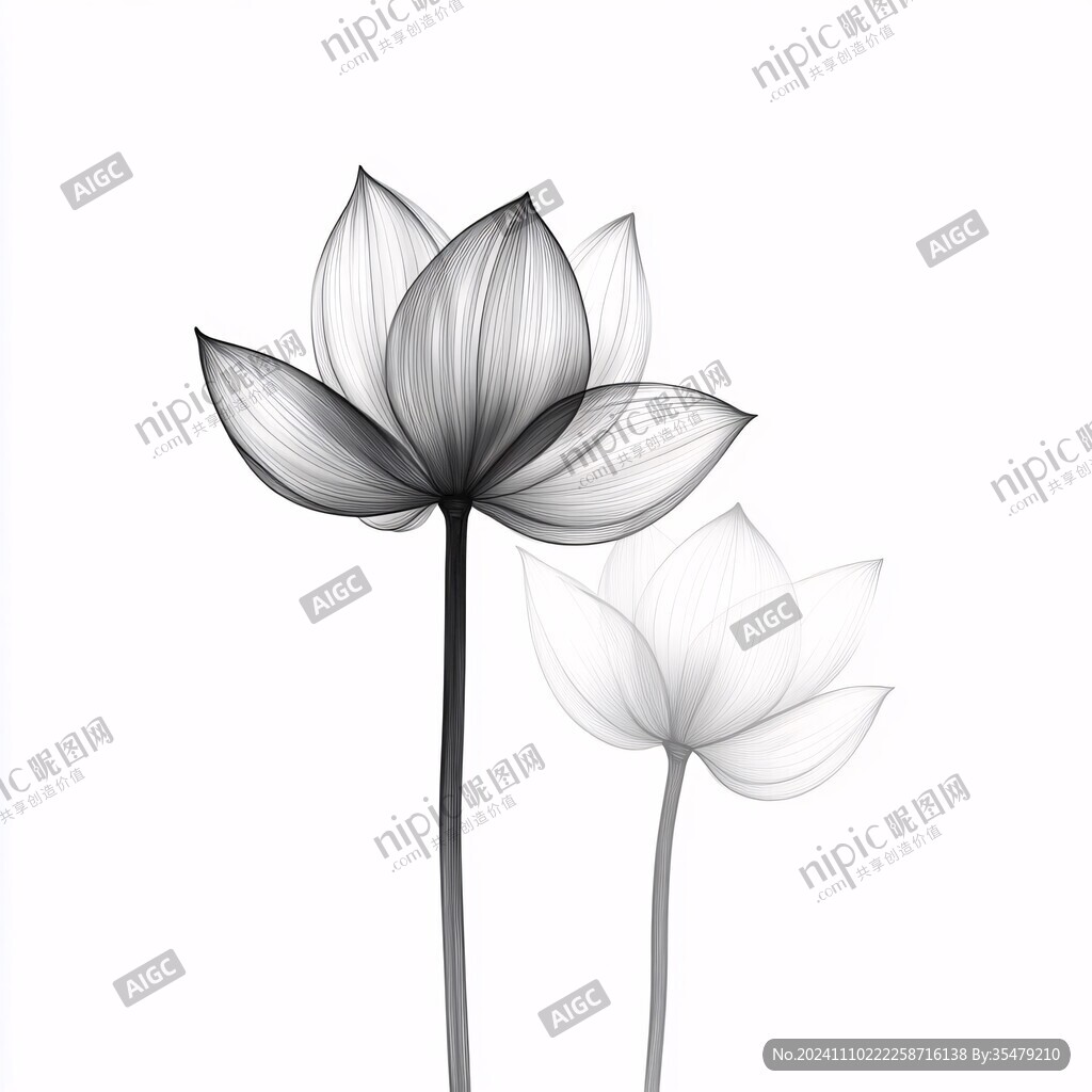 手绘金属质感荷花