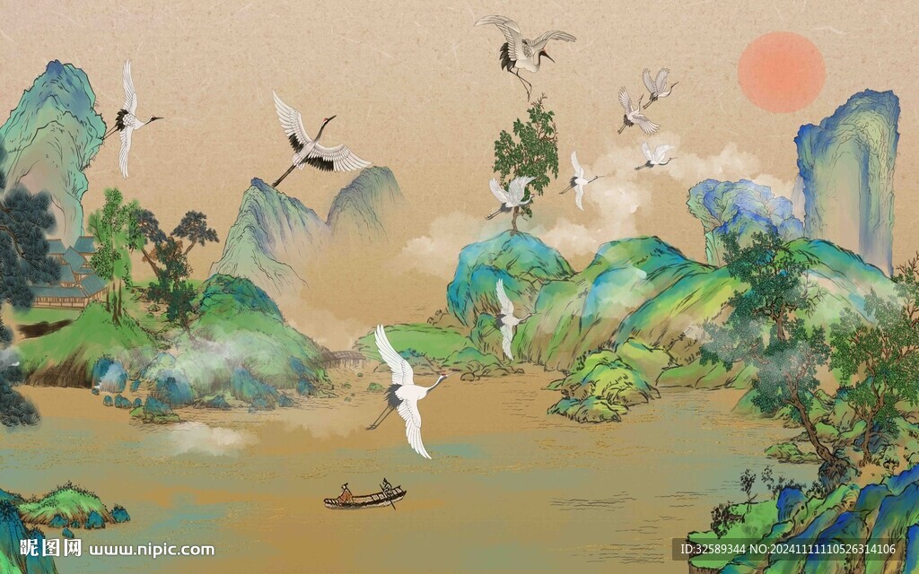 青山绿水背景墙