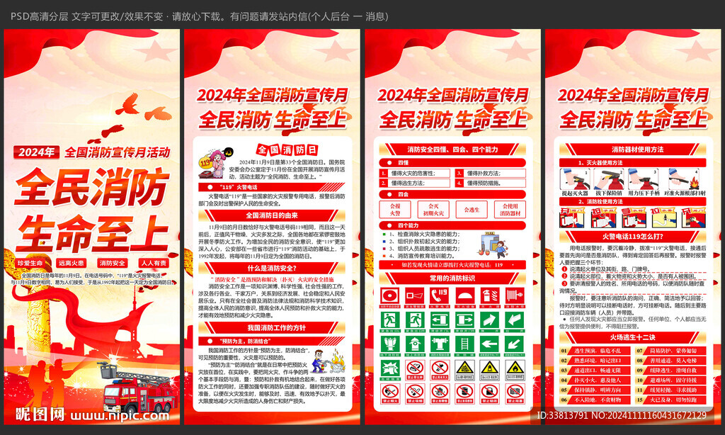 2024年消防月展板