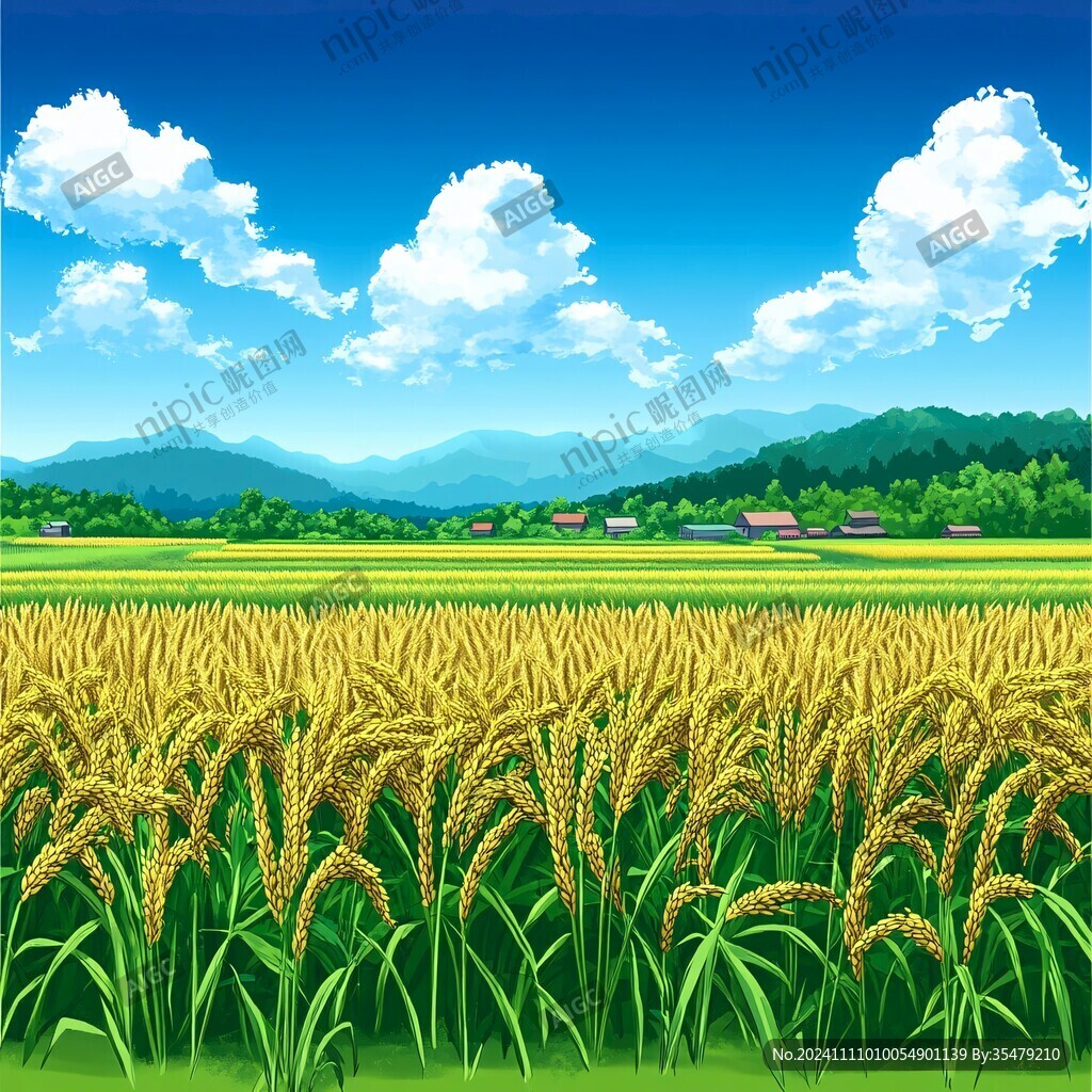 稻田风景插画