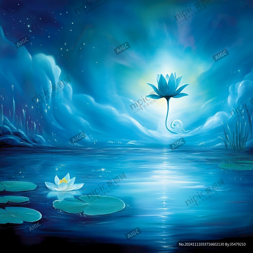 月色中的水浮莲